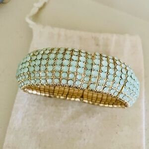 Gold and Green Lattice Stretch Bracelet